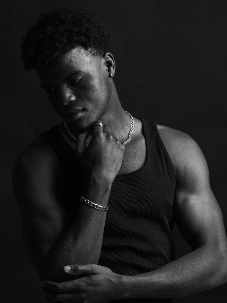 A monochrome portrait of Nicholas Spyer